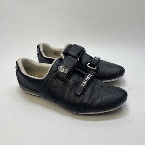 VTG Y2K 90s Lacoste Sport Black Leather Sneakers Straps Women’s Sz 9 US Retro